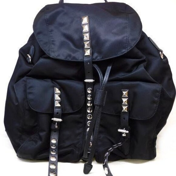 Prada Nuvera Nylon Studded Backpack Black 1 Bz811 7 J K1000 main image 4